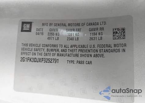 2015 Chevrolet Camaro 2Ss z USA, uszkodzony, nr VIN 2G1FK3DJXF9252791